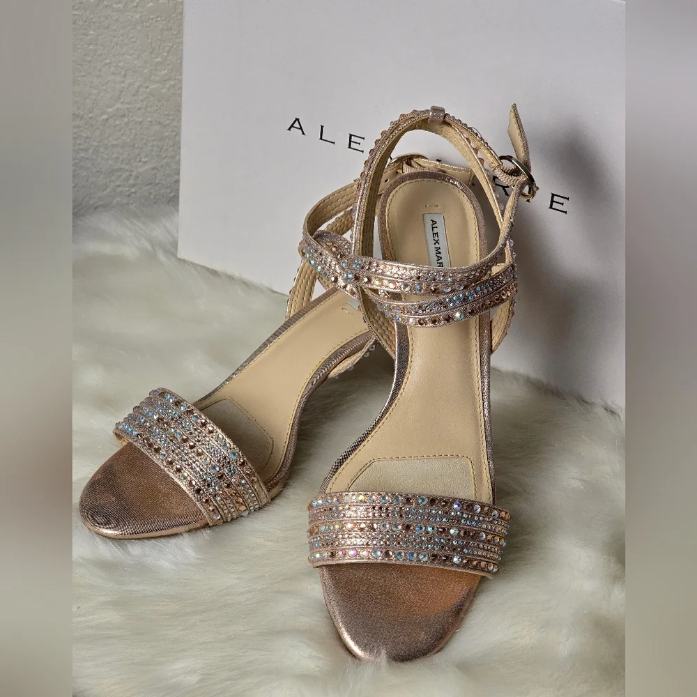 Alex Marie Women's Rose Gold Embellished Heels Size 8 1/2 - Picture 7 of 15